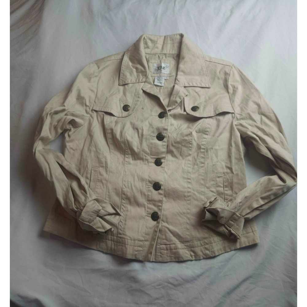 Live a Little Jacket Womens L Beige‎ Safari Chic Coastal Cowgirl Utilitywear Y2K